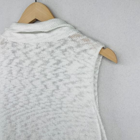 EILEEN FISHER Sweater 1X Organic Cotton Cardigan Vest Drape Open Front White - Picture 10 of 13